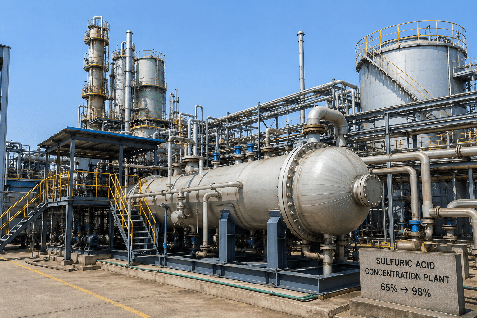 Sulfuric Acid Concentration Plant India 65% → 98% | 240TPD Customized System